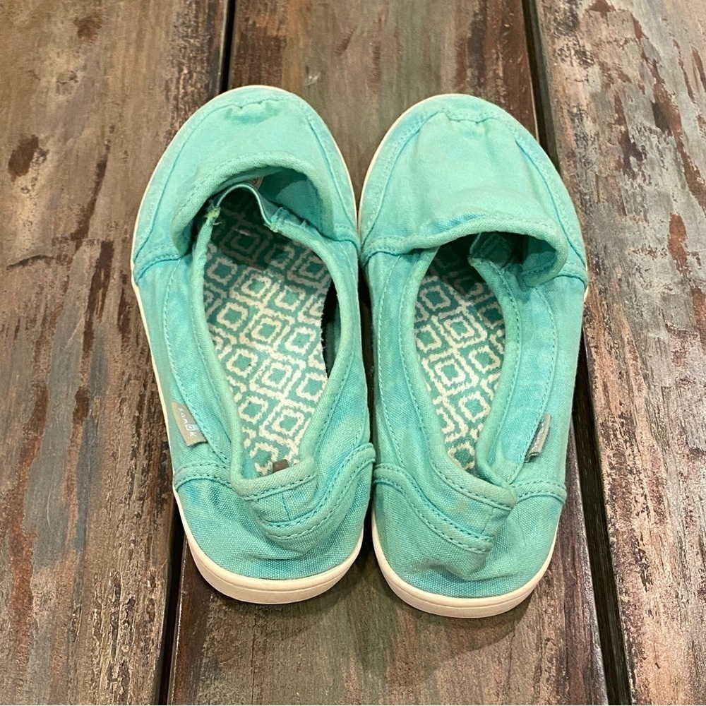 Sanuk Pair O Dice Canvas Relaxed Sneakers Comfort Shoes Aqua Green Womens Size 5 - Picture 4 of 9